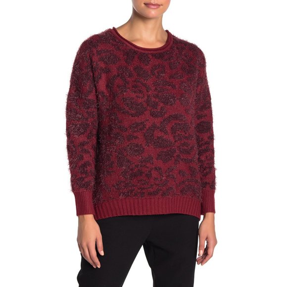 NWT Nordstrom 14th & Union Fuzzy Jacquard Sweater - Picture 1 of 2